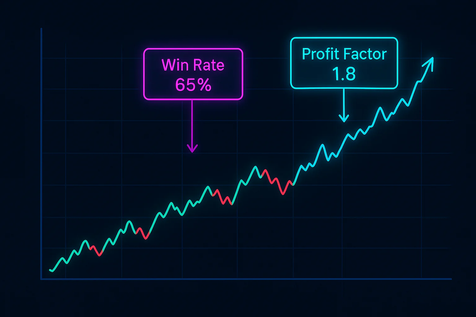 A line graph displaying trading performance over time, with