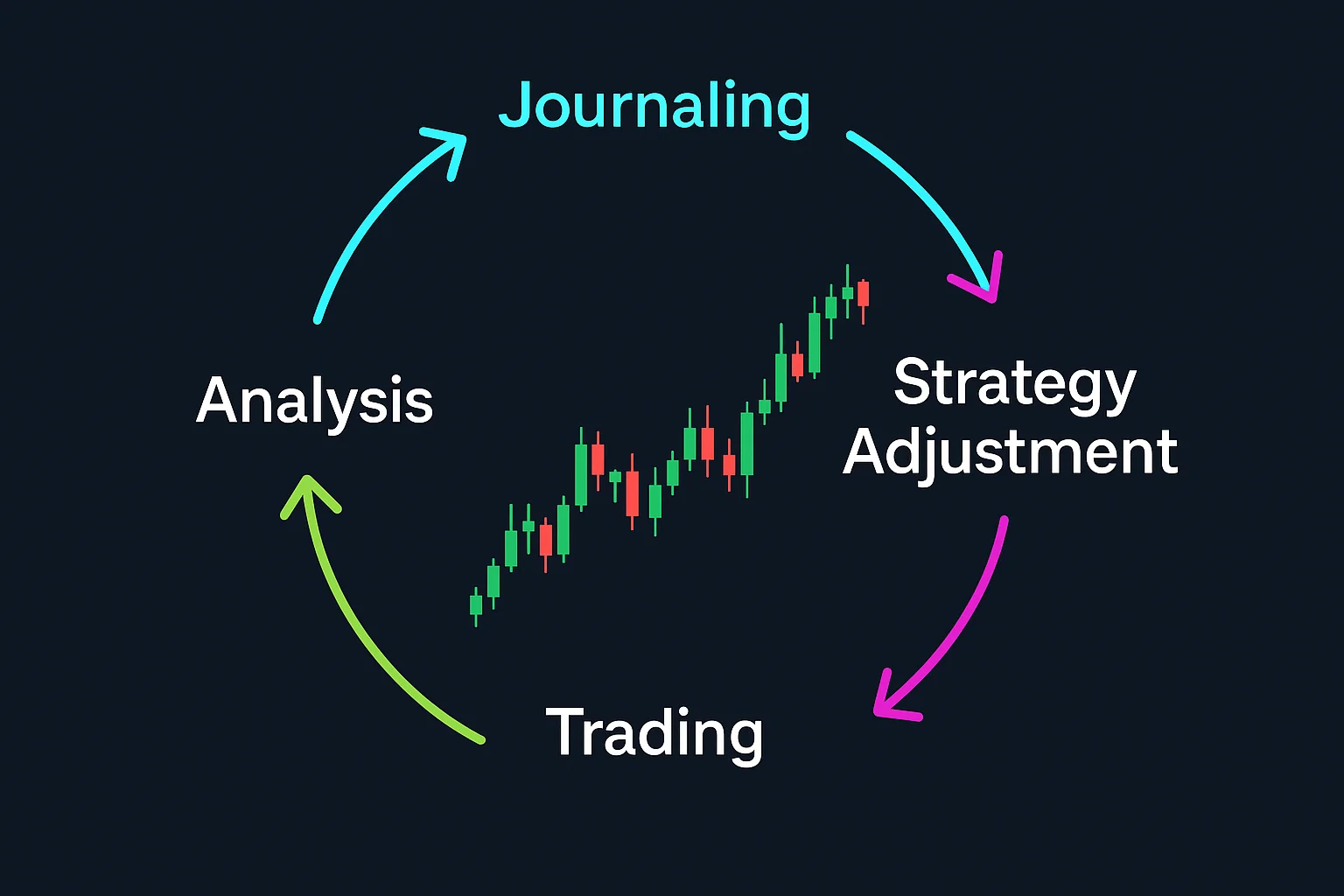 A circular diagram showing a continuous loop: Journaling ->