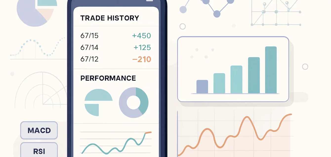 A stylized representation of a trader analyzing charts and d