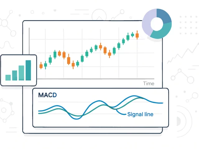 A chart displaying a stock price with the MACD indicator plo