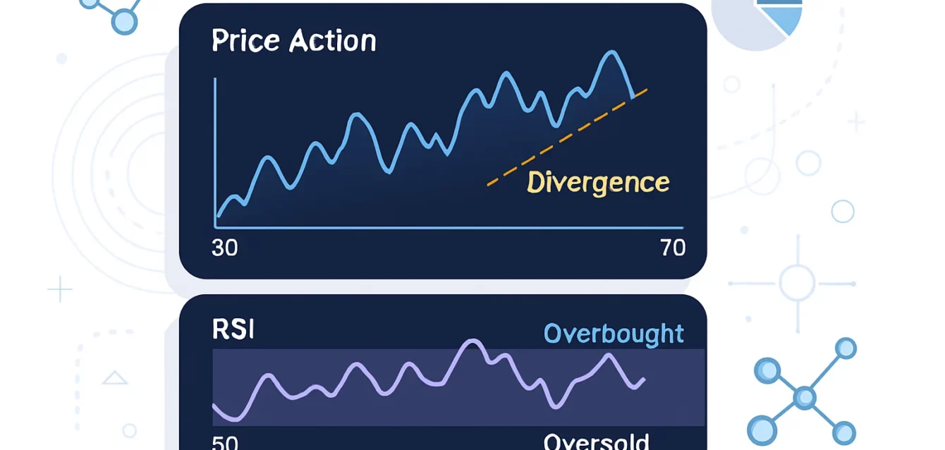 A chart displaying price action with an overlaid RSI indicat