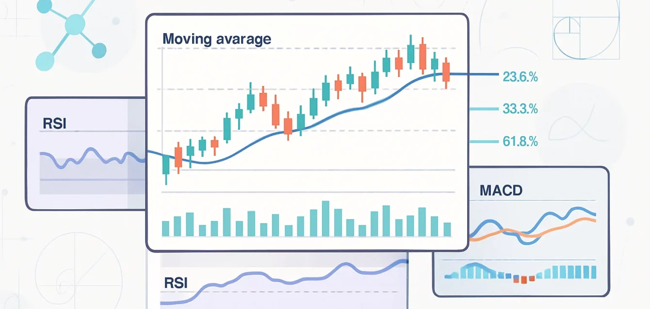 Five different technical indicators displayed on a stock cha