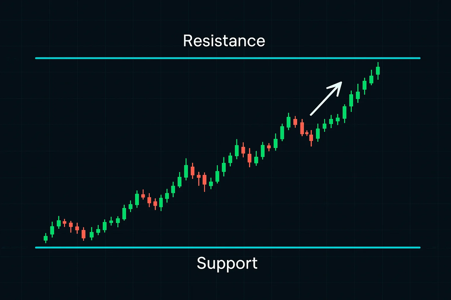 A chart displaying an upward trending line with clearly mark